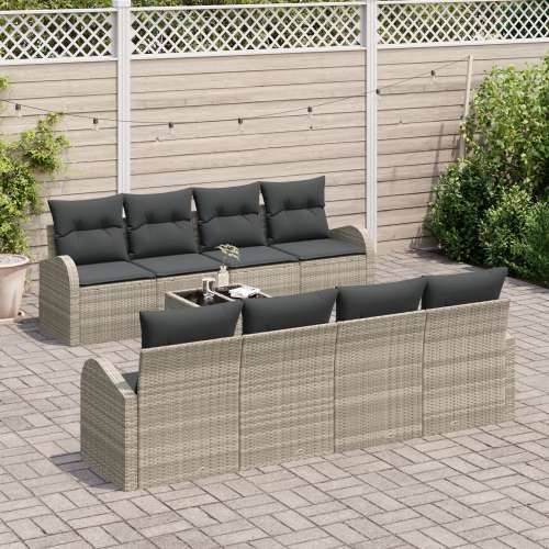 9 dijelni set vrtnih sofa s jastučićima svjetlosivog poli ratana Cijena