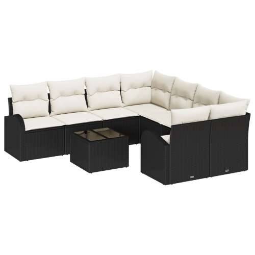 set vrtnih sofa od 9 komada s jastučićima Crni poli ratan Cijena