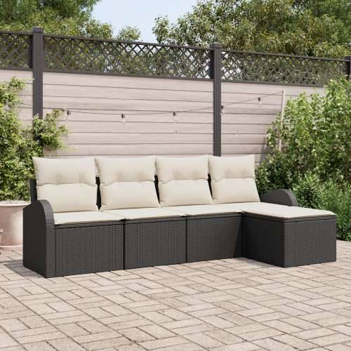 5 dijelni vrtni set sofa s jastučićima Crni Poli Ratan Cijena