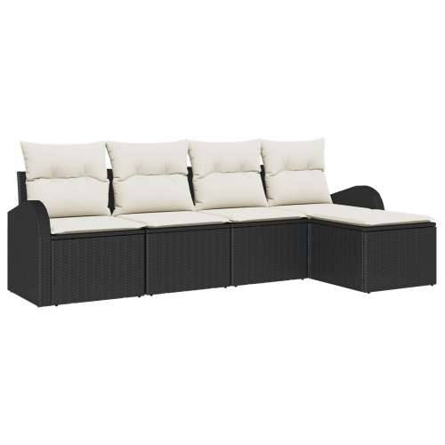 5 dijelni vrtni set sofa s jastučićima Crni Poli Ratan Cijena