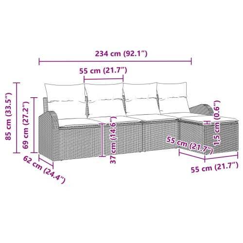 5 dijelni vrtni set sofa s jastučićima Crni Poli Ratan Cijena