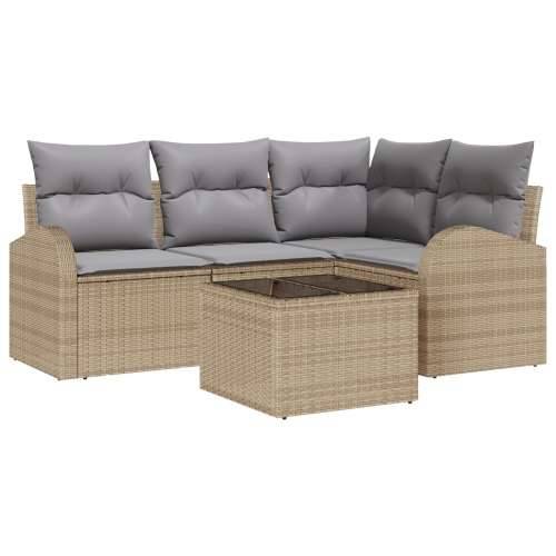 set od 5 dijelova kauča za vrt s jastučićima crni Poly Rattan Cijena