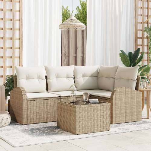 set od 5 komada vrtnih sofa s jastučićima smeđi poli ratan Cijena
