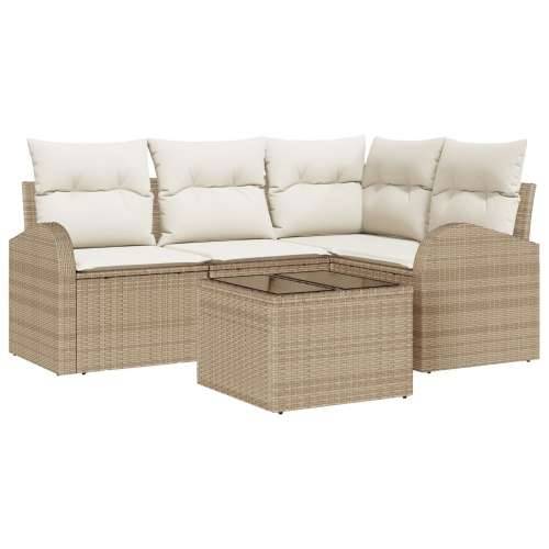 set od 5 komada vrtnih sofa s jastučićima smeđi poli ratan Cijena