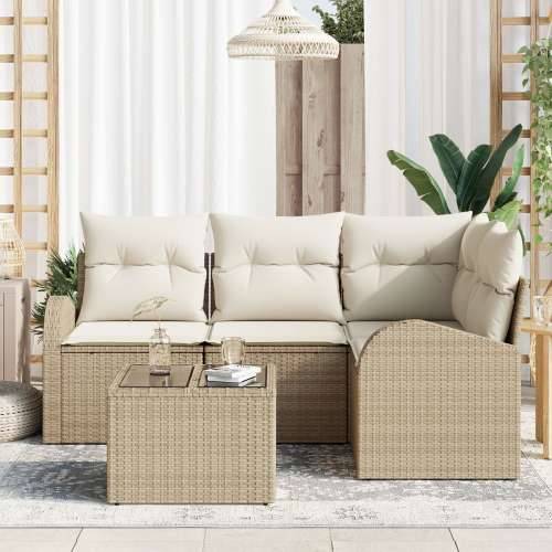 set od 5 komada vrtnih sofa s jastučićima smeđi poli ratan Cijena