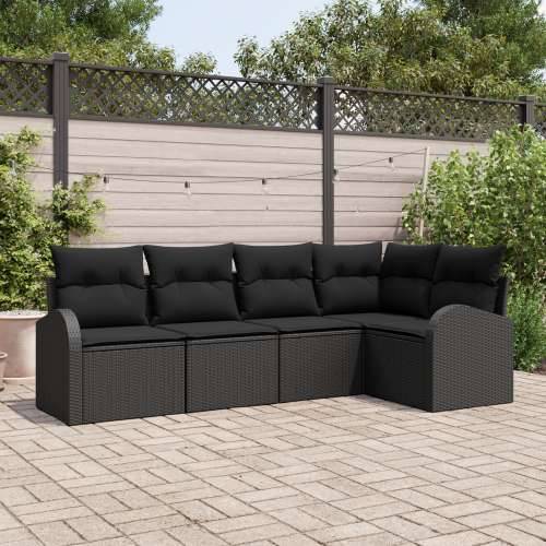 set vrtnog kauča od 5 komada s jastučićima crna poly rattan Cijena