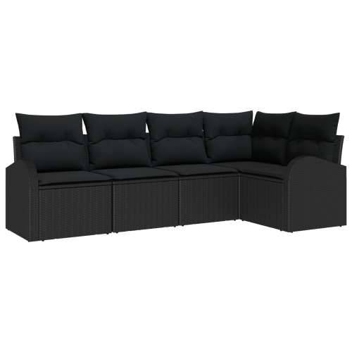 set vrtnog kauča od 5 komada s jastučićima crna poly rattan Cijena