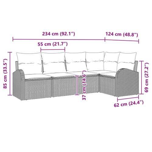 set vrtnog kauča od 5 komada s jastučićima crna poly rattan Cijena
