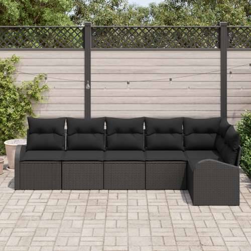 6-dijelni set vrtnih kauča s jastucima Crni Poly rattan Cijena