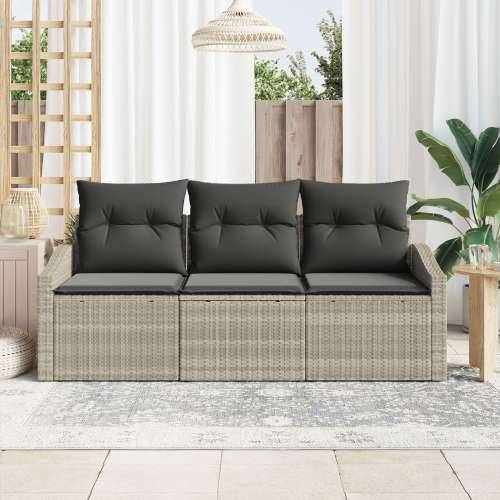 set od 3 komada vrtnih sofa s jastucima svijetlo sive boje poli ratana Cijena