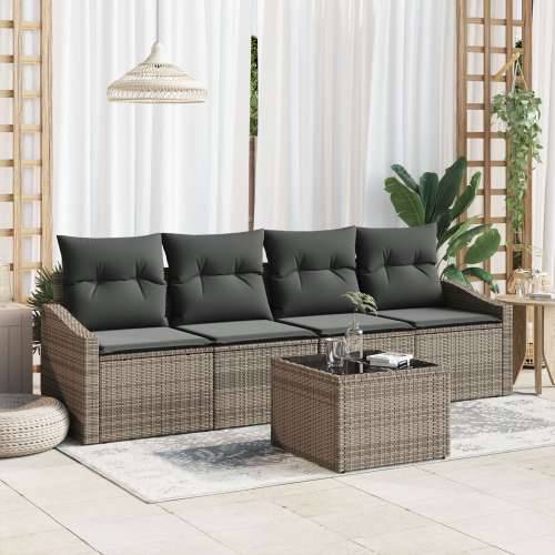 5 Deo Baštenska Sofa Postava sa Jastučićima Siva Poli Ratan Cijena