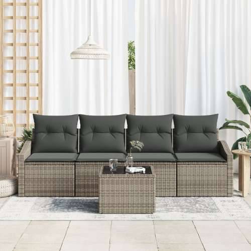 5 Deo Baštenska Sofa Postava sa Jastučićima Siva Poli Ratan Cijena