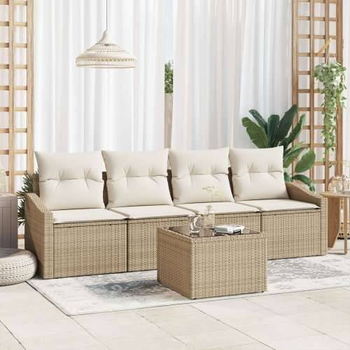 set od 5 vrtnih sofa s jastučićima bež poli ratan Cijena