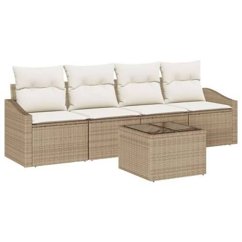 set od 5 vrtnih sofa s jastučićima bež poli ratan Cijena