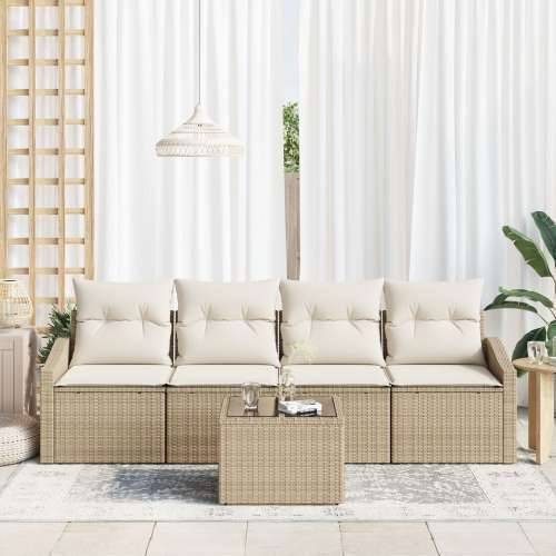 set od 5 vrtnih sofa s jastučićima bež poli ratan Cijena