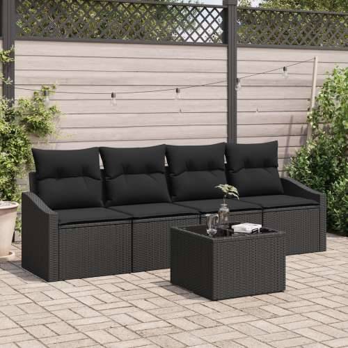 Set od 5 Vrtnih Sofa s Jastučićima Crni Poli Ratan Cijena