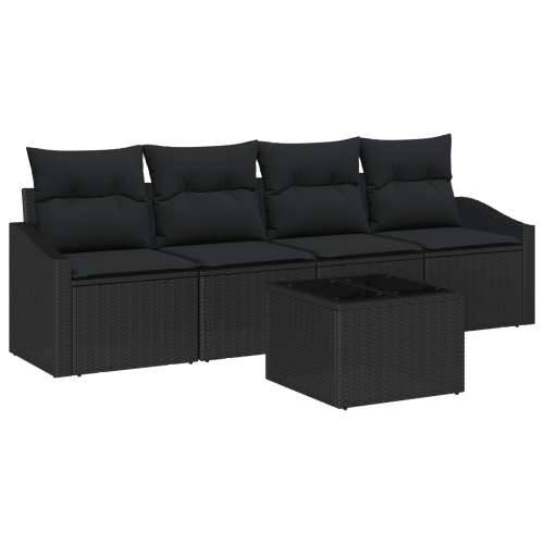 Set od 5 Vrtnih Sofa s Jastučićima Crni Poli Ratan Cijena