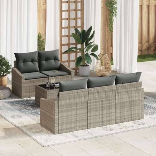 Set od 6 vrtnih sofas s jastučićima svjetlosiva ratan Cijena