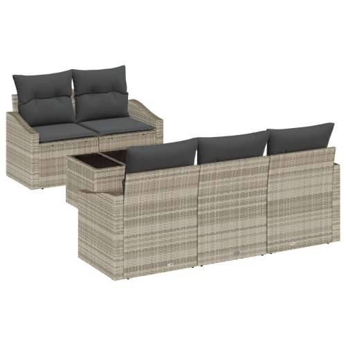 Set od 6 vrtnih sofas s jastučićima svjetlosiva ratan Cijena