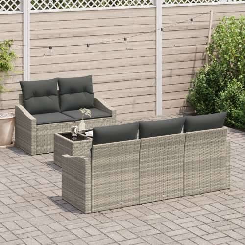Set od 6 vrtnih sofas s jastučićima svjetlosiva ratan Cijena