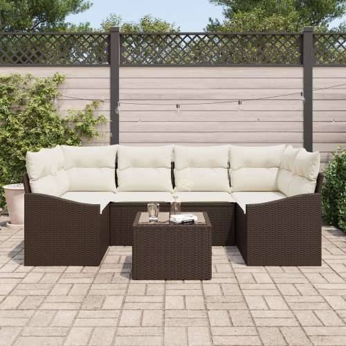7-dijelni vrtni sofa set s jastučićima smeđa poli ratan Cijena