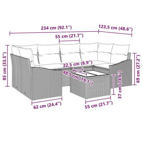 7-dijelni vrtni sofa set s jastučićima smeđa poli ratan Cijena
