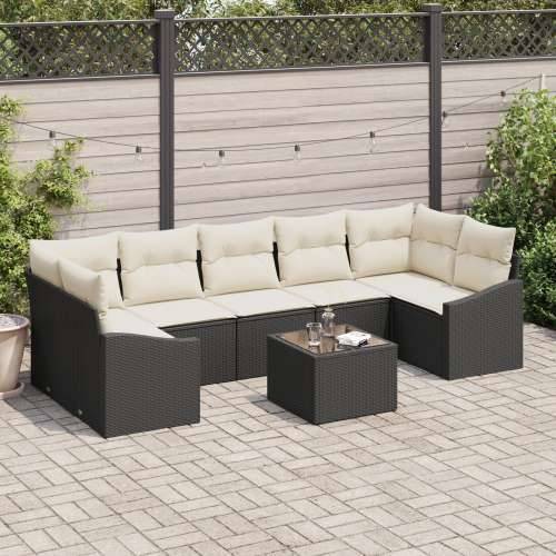 8-dijelni vrtni sofa set s jastučićima crna poliratan Cijena