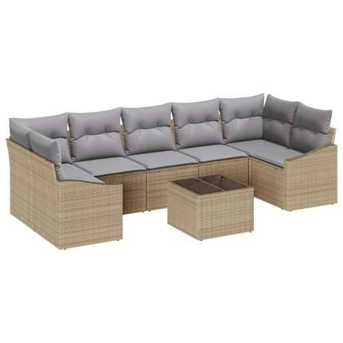 Set od 8 vrtnih sofa s jastučićima bež poli ratan Cijena