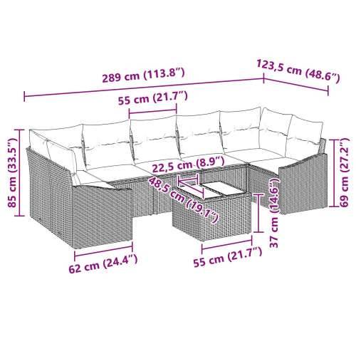 set vrtnih sofa od 8 dijelova s jastučićima Bež Poliratan Cijena