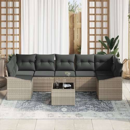 Vrtna garnitura - 8-dijelni set vrtnih sofa s jastučićima svjetlosivi poliratan Cijena