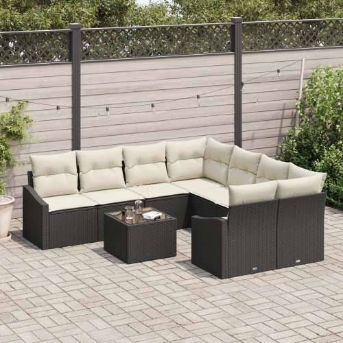 9 Komadni Set Vrtnih Sofa S Jastučićima Crni Poli Ratan Cijena