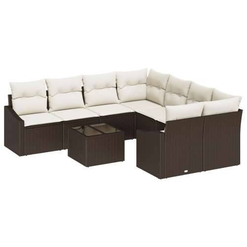 set vrtnih sofa od 9 komada s jastučićima smeđi poli ratan Cijena