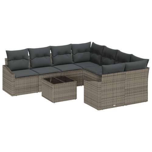 9-dijelni vrtni sofa set s jastučićima sivi poli ratan Cijena