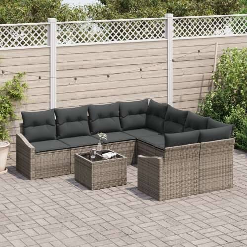 9-dijelni vrtni sofa set s jastučićima sivi poli ratan Cijena