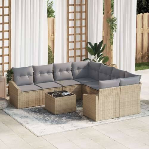 9 djelova vrtni sofa set s jastucima bež poli ratan Cijena