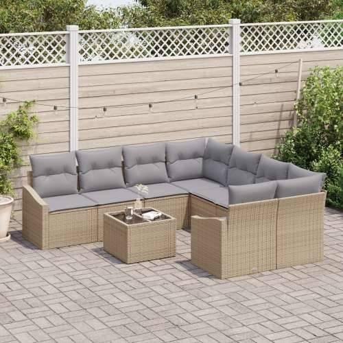 9 djelova vrtni sofa set s jastucima bež poli ratan Cijena
