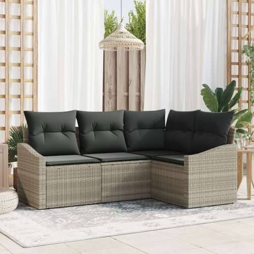 4 komada vrtni sofa set s jastučićima svijetlo siva poli ratan Cijena