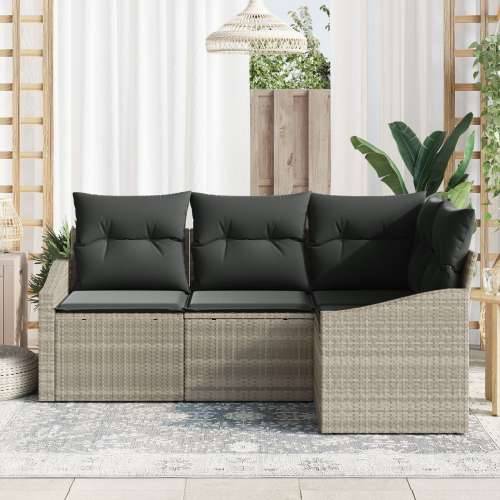 4 komada vrtni sofa set s jastučićima svijetlo siva poli ratan Cijena