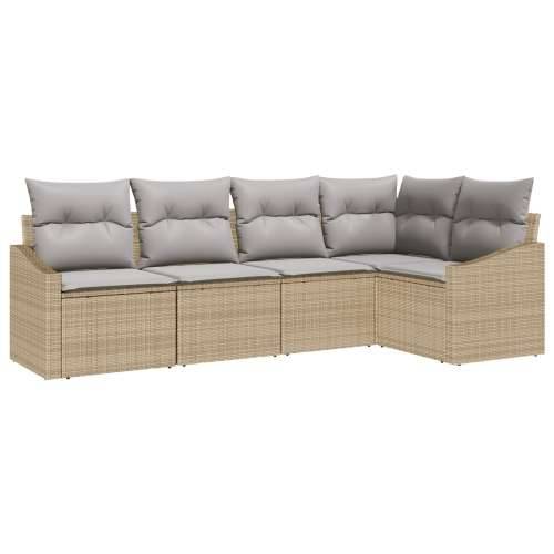 set od 5 vrtnih sofa s jastučićima bež Poly ratan Cijena