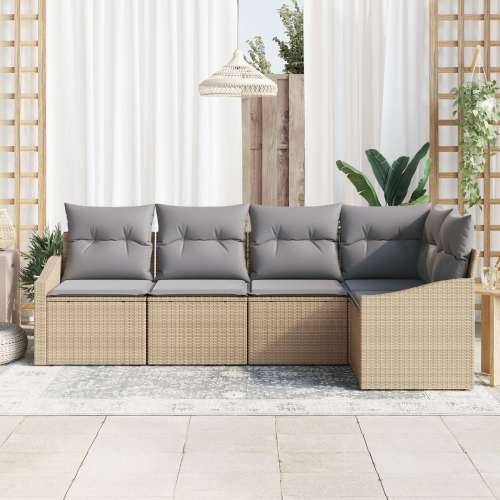 set od 5 vrtnih sofa s jastučićima bež Poly ratan Cijena