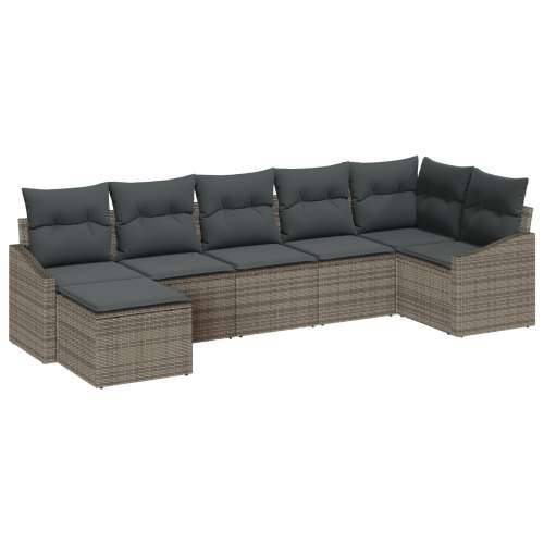 set od 7 komada vrtnih sofa s jastučićima sivo poli ratan Cijena