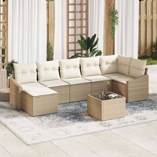 8 komada vrtni kauč set (vrtna garnitura) s jastučićima smeđi Poly Rattan Cijena