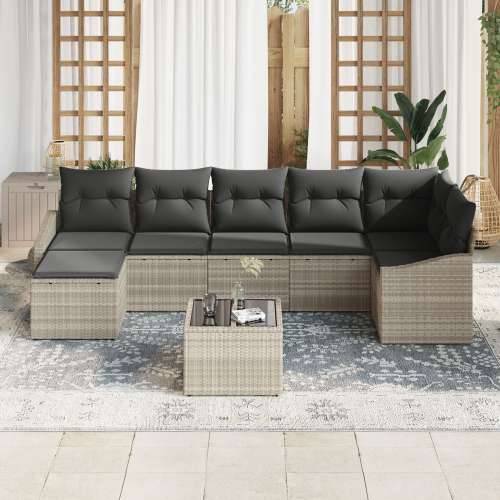 set vrtnih sofa s jastučićima siva Poly Rattan Cijena