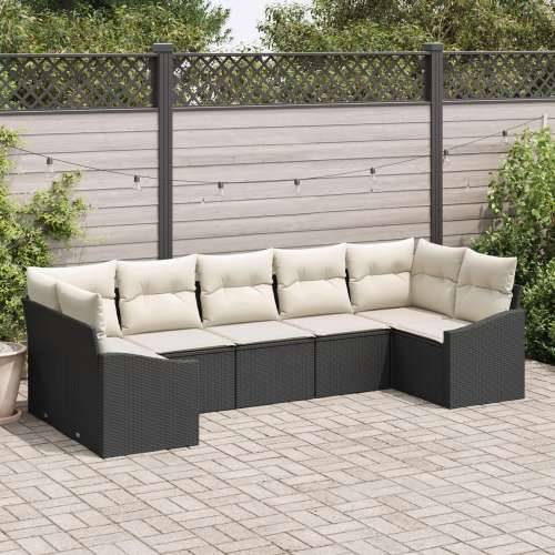 set od 7 dijelova vrtnih sofa s jastučićima crni poli ratan Cijena