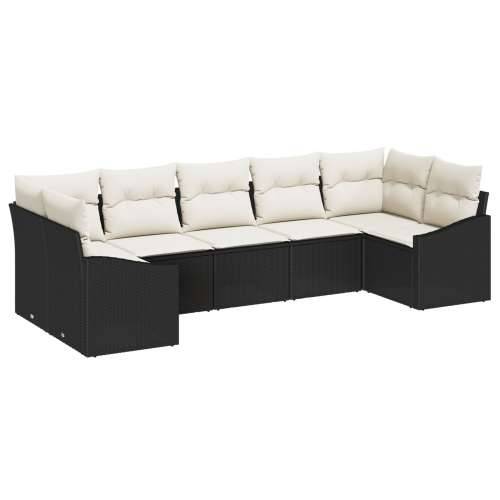 set od 7 dijelova vrtnih sofa s jastučićima crni poli ratan Cijena