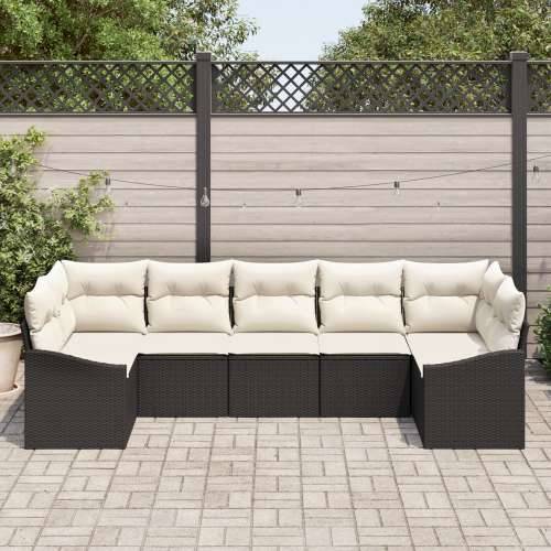 set od 7 dijelova vrtnih sofa s jastučićima crni poli ratan Cijena