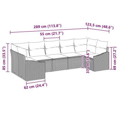 set od 7 dijelova vrtnih sofa s jastučićima crni poli ratan Cijena