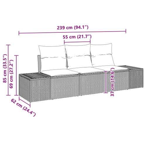 3 Dio Set Kauča za Vrt s Jastučićima Svjetlosivi Poli Ratan Cijena