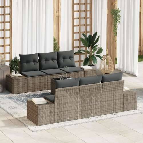 set od 7 vrtnih sofa s jastučićima siva poli ratan Cijena