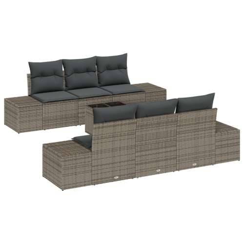 set od 7 vrtnih sofa s jastučićima siva poli ratan Cijena